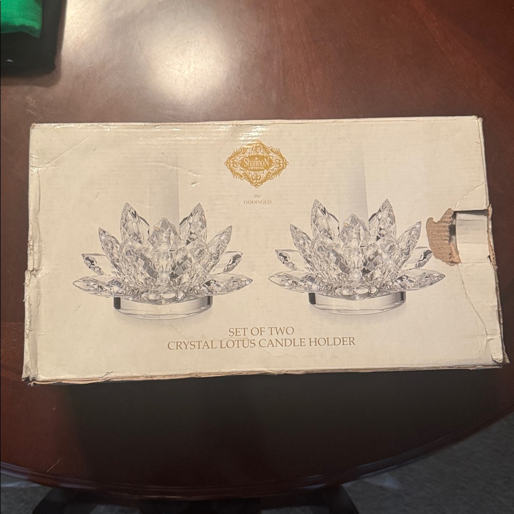 Shannon Crystal Lotus Candle Holders Set